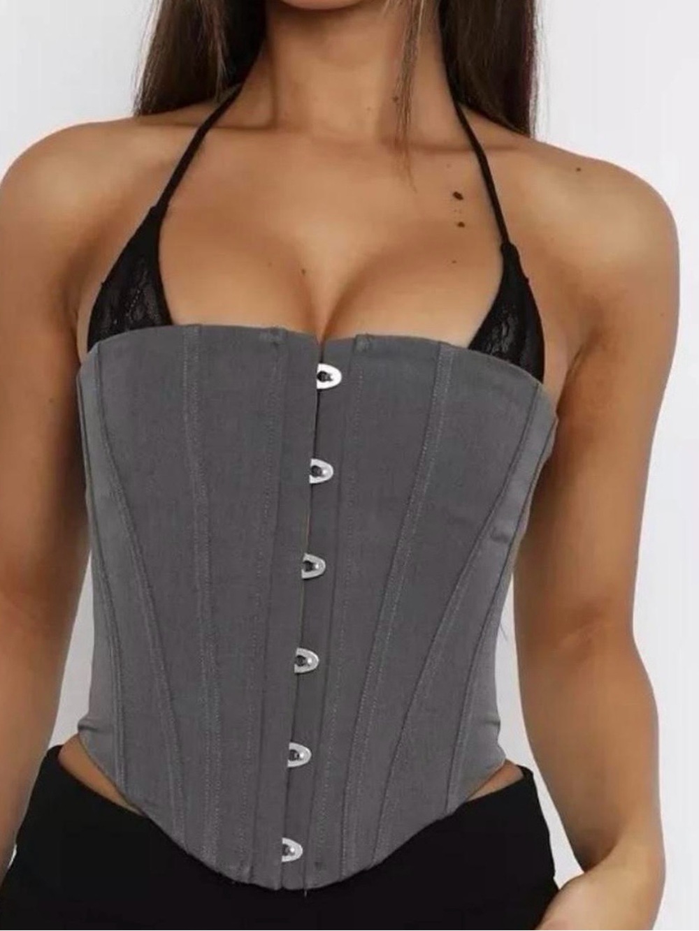 White Fox Boutique Gray Corset Top